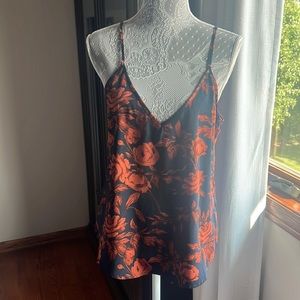 Navy & Dusty Brown flower tank